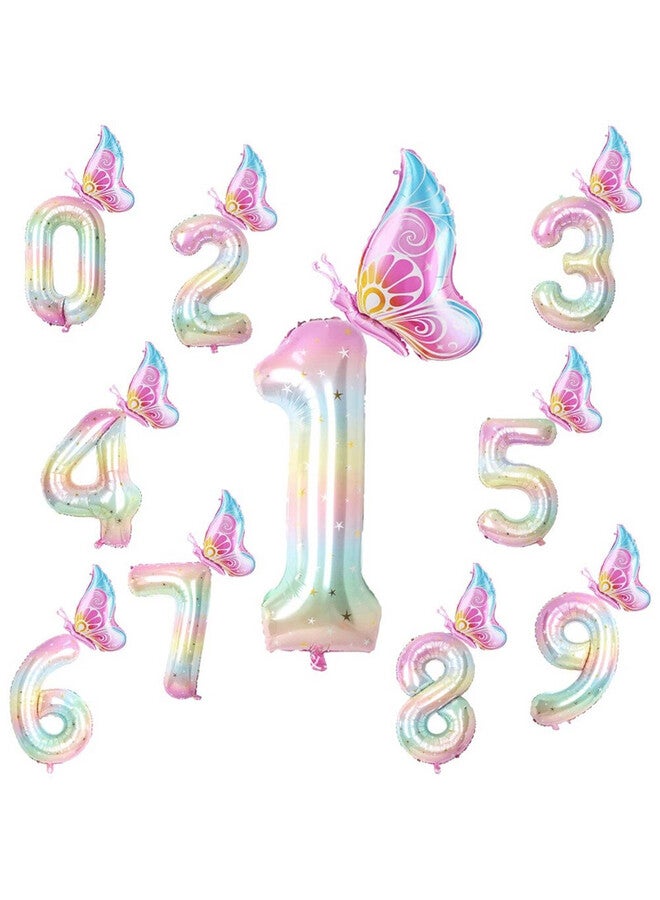 LAMAY Butterfly Birthday Decorations Set, 40 Inch Colorful Number Balloon with Giant Butterfly Balloon, Party Decorations for Girls Birthday Celebration - Image 2