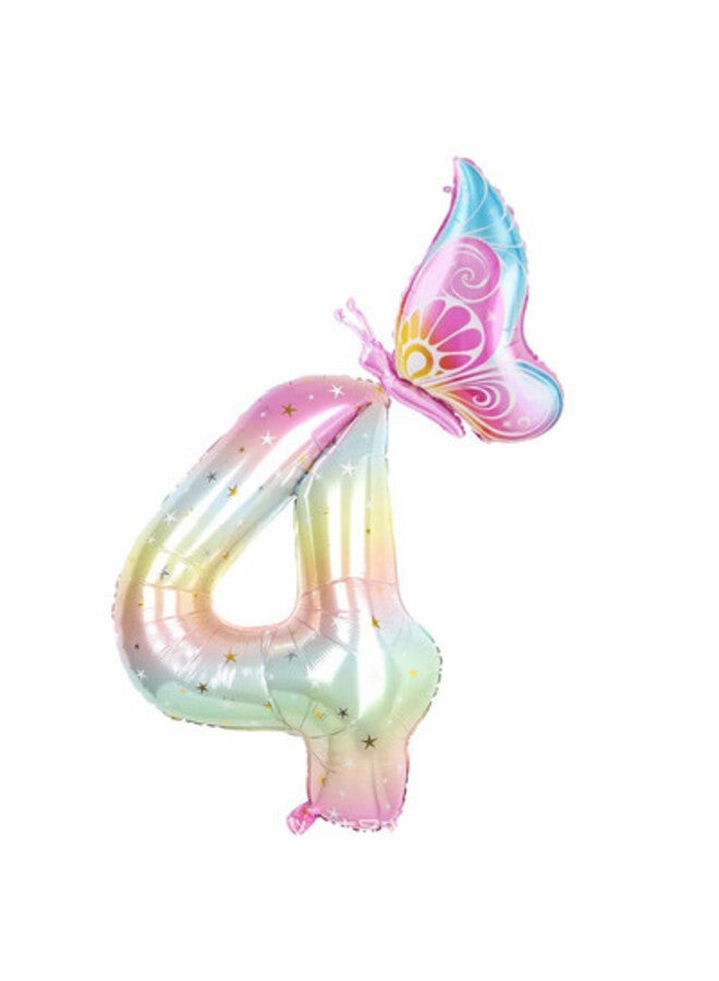 LAMAY Butterfly Birthday Decorations Set, 40 Inch Colorful Number Balloon with Giant Butterfly Balloon, Party Decorations for Girls Birthday Celebration - Image 1