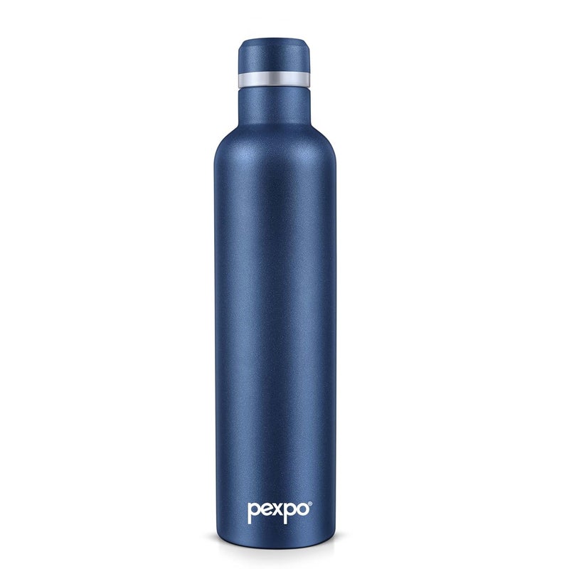 Pexpo Stainless Steel Hot and Cold Vacuum Insulated ISI Certified Flask750ml Denim Blue Set of 1 Oreo Double Wall Flask BPA Free Office School Home Hiking Gym