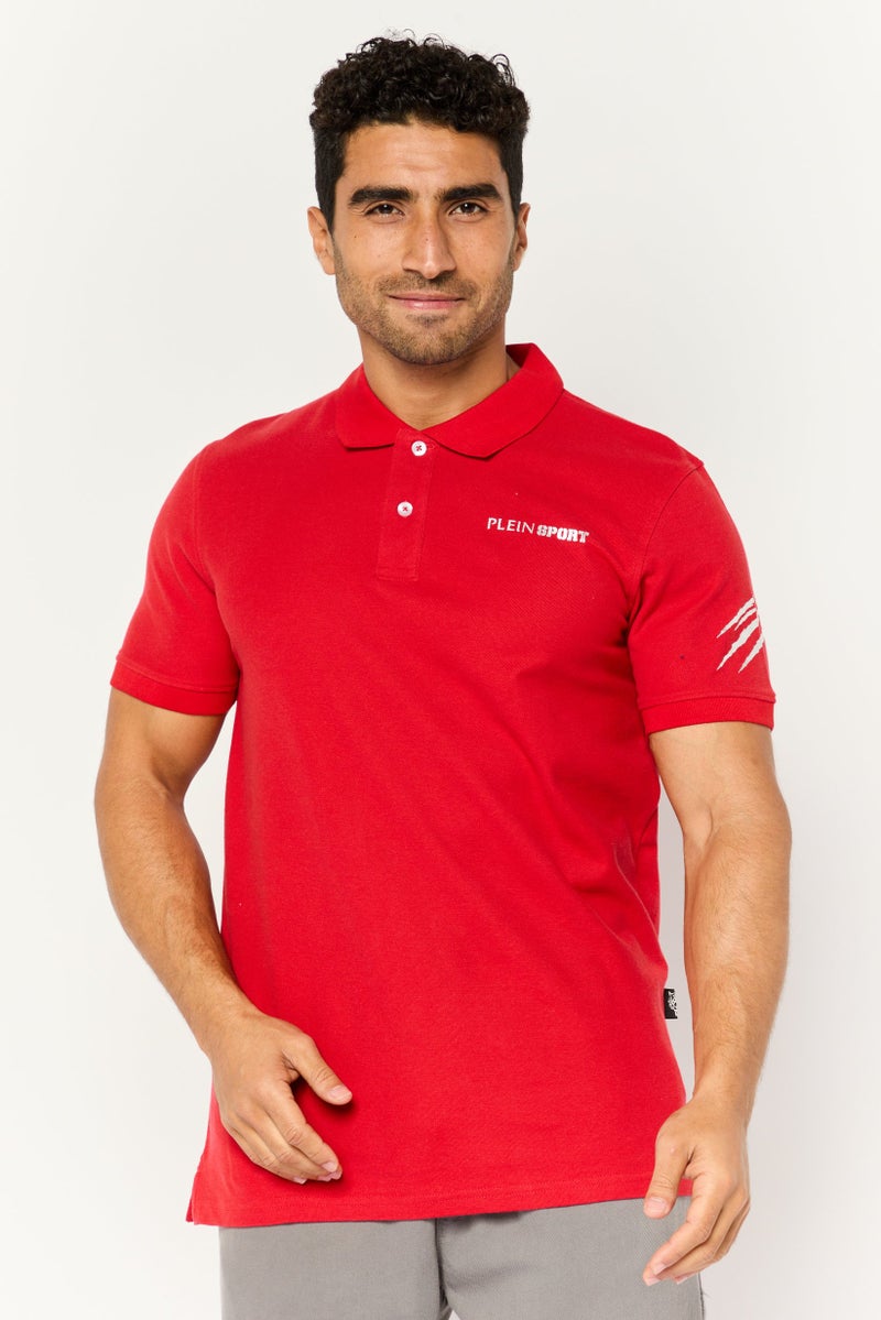 PHILIPP PLEIN Plein Sport Men Sportswear Fit Short Sleeve Outdoor Polo, Red - Image 1