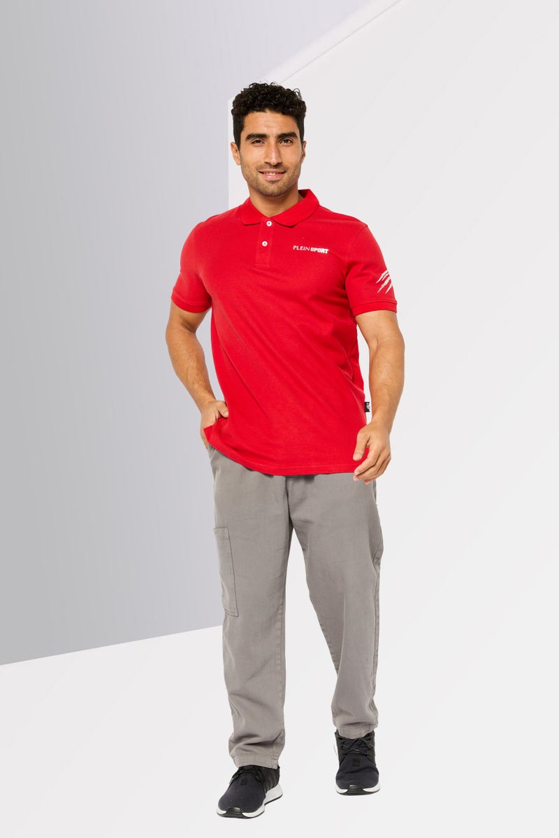 PHILIPP PLEIN Plein Sport Men Sportswear Fit Short Sleeve Outdoor Polo, Red - Image 2