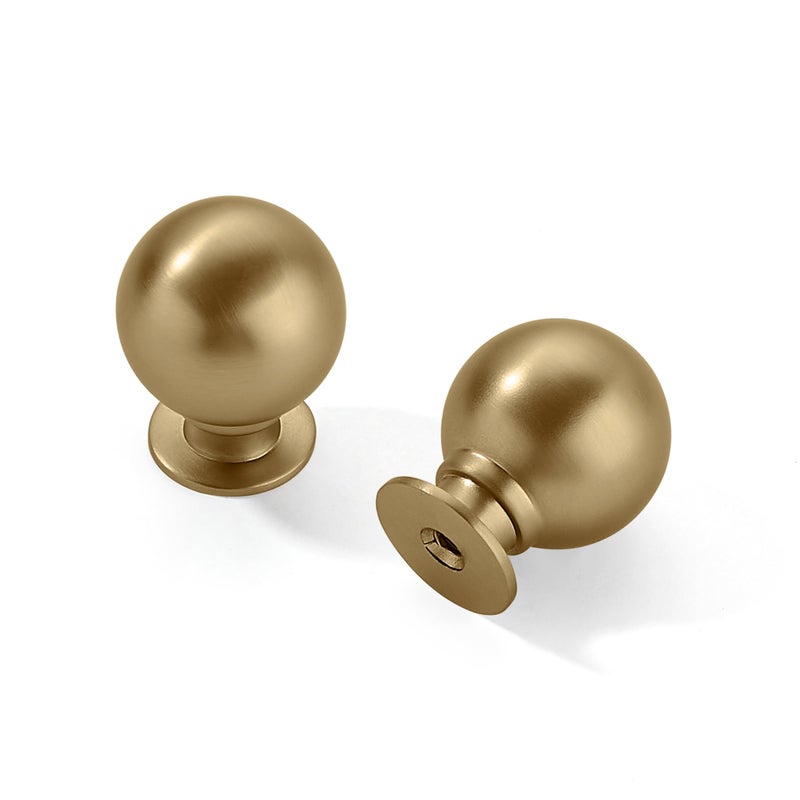 CABDM 10 Pack 1 Inch Vintage Ball Champagne Bronze Cabinet Knobs Kitchen Cabinet Hardware Satin Brass Drawer Knobs Pulls for Drawers. - Image 1
