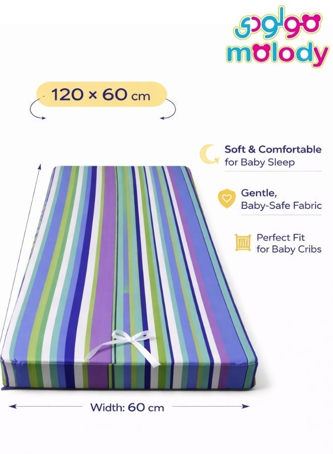 مولودي مرتبة سرير أطفال فاخرة 120×60 سم – سماكة عالية مريحة، غطاء بسوستة قابل للغسل، قماش ناعم وآمن للرضع - Image 3