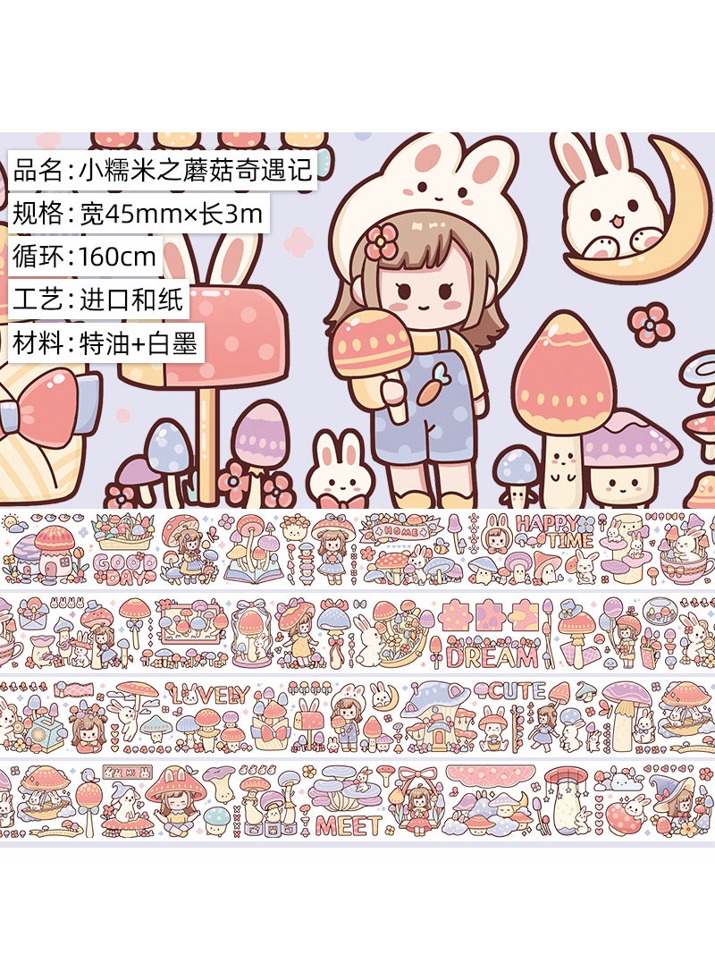 Generic - Cute Cartoon Girl Washi Tape Set Mushroom Adventure of Small Glutinous Rice. Weshe Paper. Special Oil 3m - Image 1