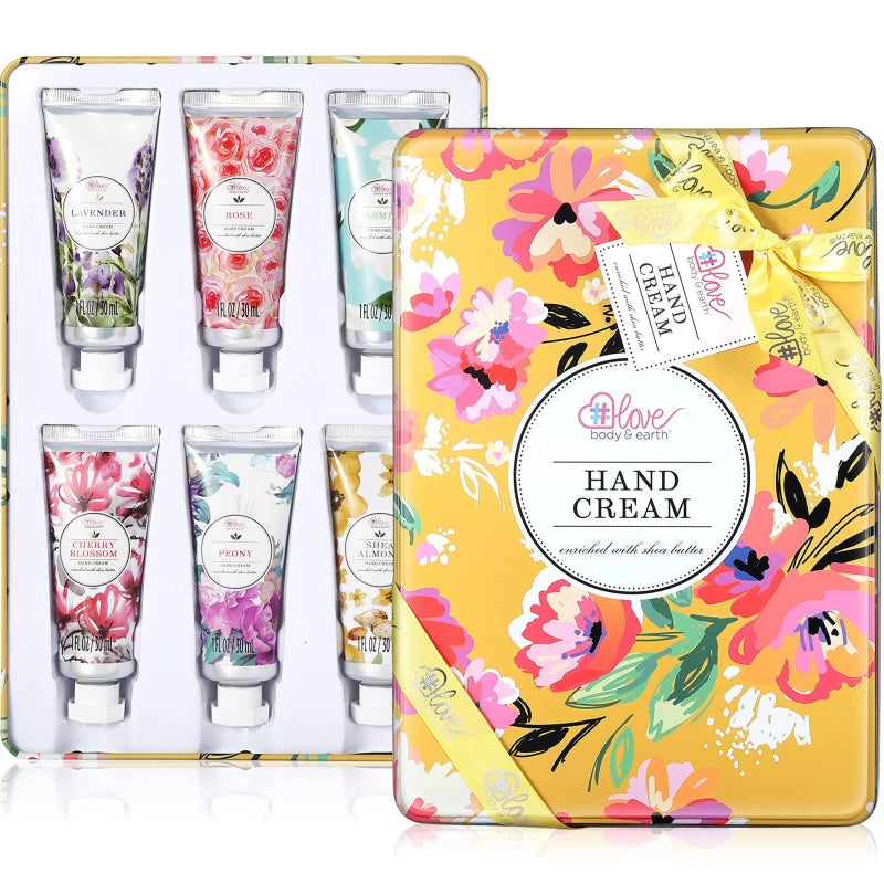 BODY EARTH Hand Cream Gift Set - Hand Cream for Women, Hand Lotion Set for Dry Cracked Hands, Holiday Gift for Mother's Day Valentine's Day Christmas, Travel Size Hand Lotion for Women. 6 x 1.0 oz/30ml  - Image 1