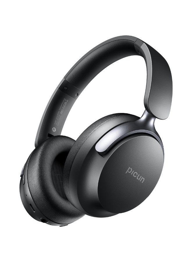 Picun NC60 Hybrid Active Noise Cancelling Headphones, Foldable Wireless Over Ear Bluetooth 5.4 Headphones, 80H Playtime, Stereo Bass, Custom EQ via App for Travel Home  - Image 1
