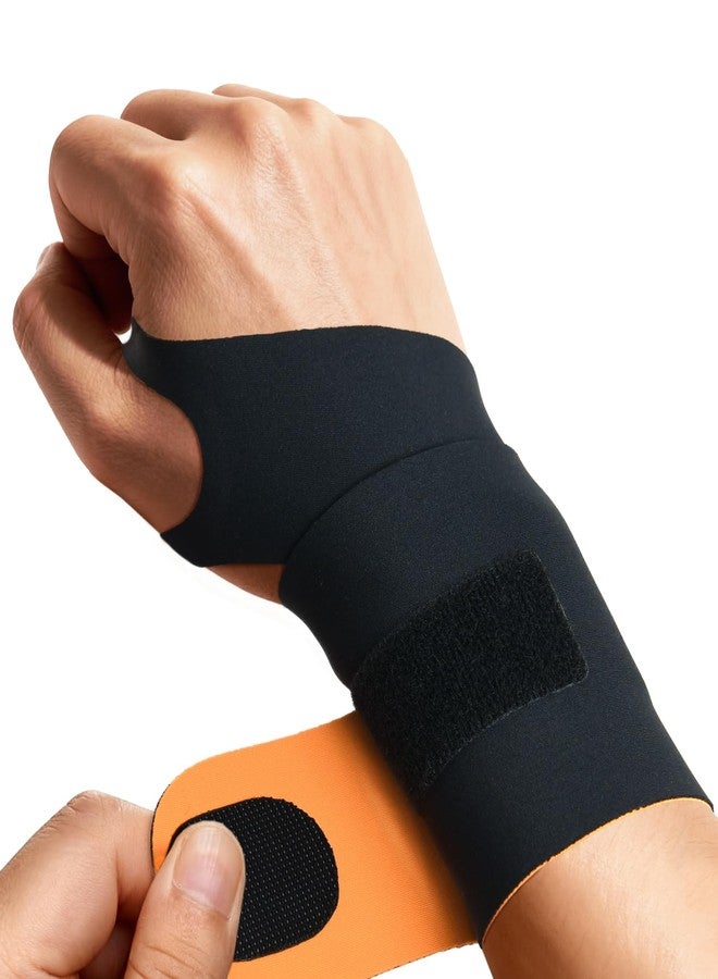 HiRui Ultra-Thin Elastic Wrist Brace Wrist Wraps, Compression Wrist Straps Support for Carpal Tunnel Arthritis Tendonitis Sprains Pain Relief Workout, Soft & Comfortable (Black (Pack of 1)) - Image 1