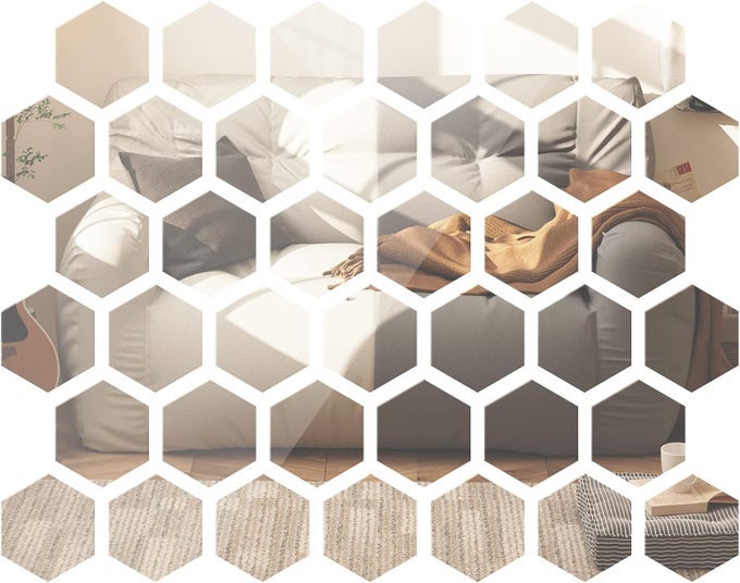 48 PCS ACRYLIC HEXAGON MIRROR WALL STICKERS REMOVABLE HONEYCOMB MIRROR SETTING WALL STICKER DECAL FOR DIY ART BEDROOM LIVING ROOM HOME DECORATION4 X 34 X 2 INCH