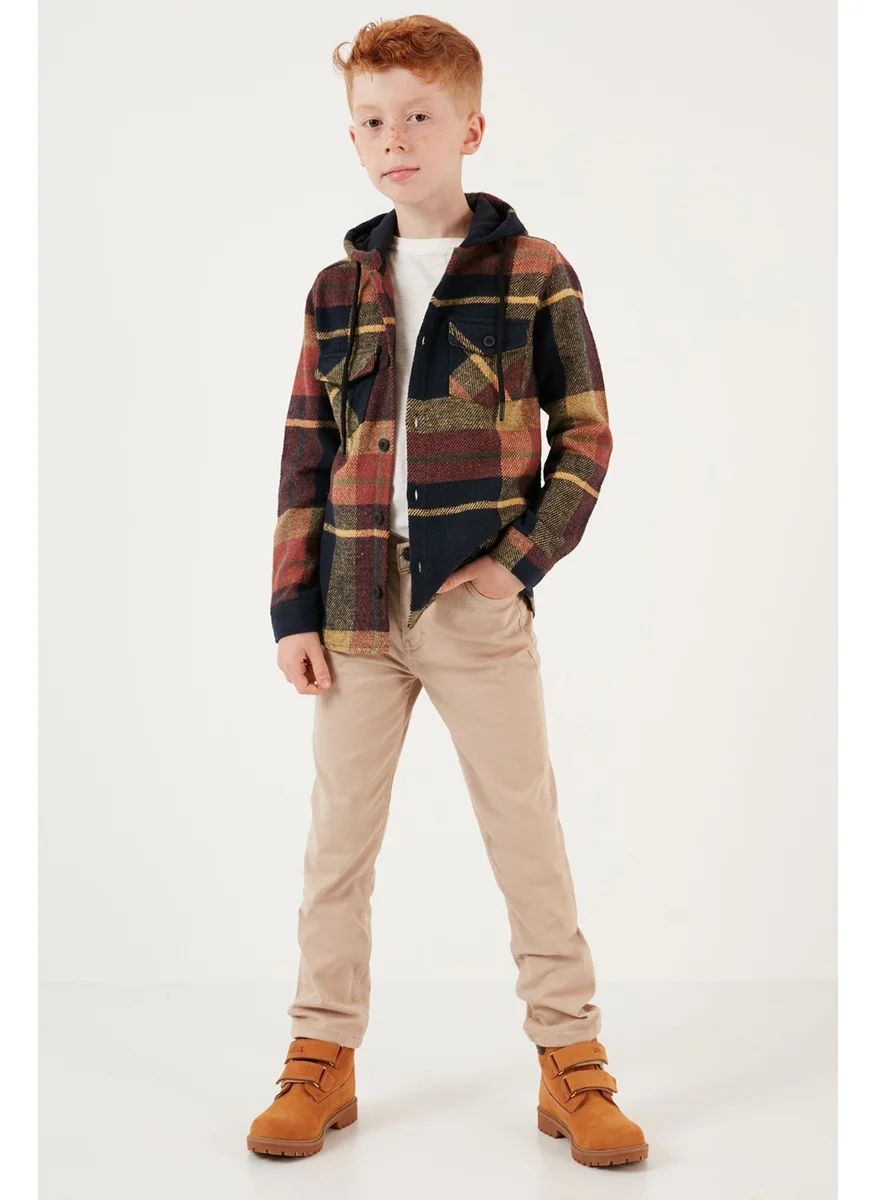 Lela Hooded Double Pocket Plaid Winter Lumberjack Shirt Boy's Shirt CF24W81781