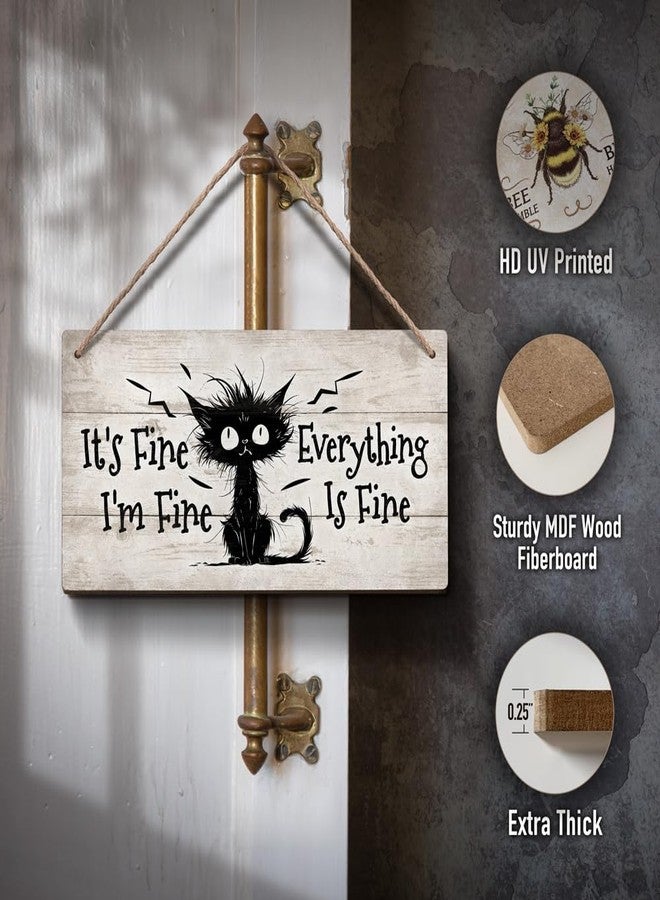 YZEXEZY It's Fine I'm Fine Everything is Fine Sign 6"x12"Funny Home Office Wall Decor Cute Inspirational Gift for Work, Office, Christmas - Image 2