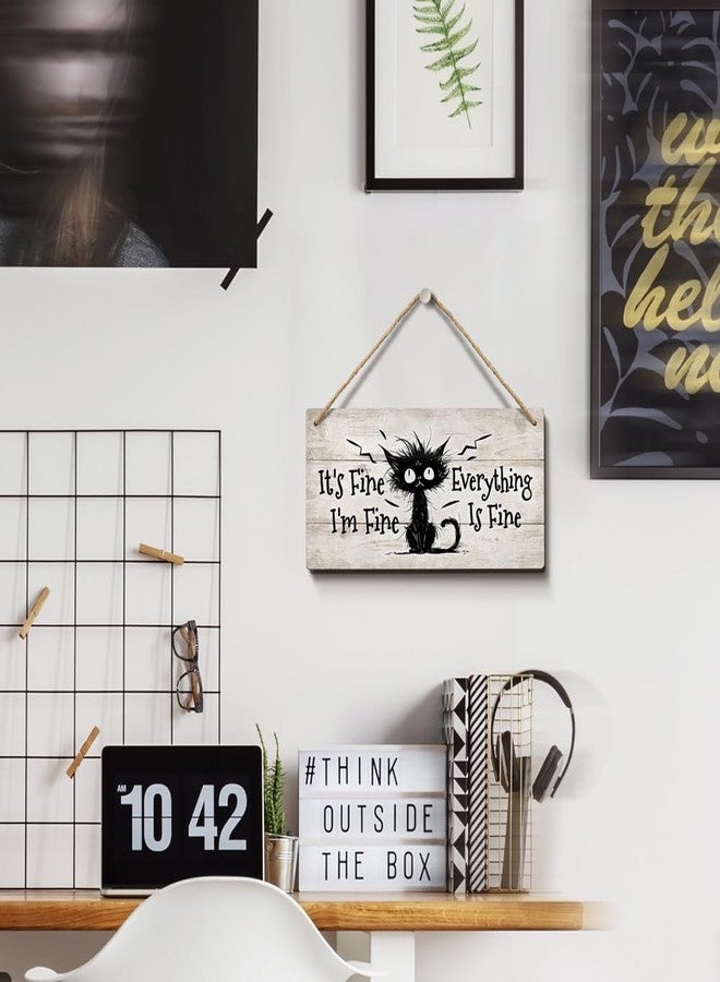 YZEXEZY It's Fine I'm Fine Everything is Fine Sign 6"x12"Funny Home Office Wall Decor Cute Inspirational Gift for Work, Office, Christmas - Image 4