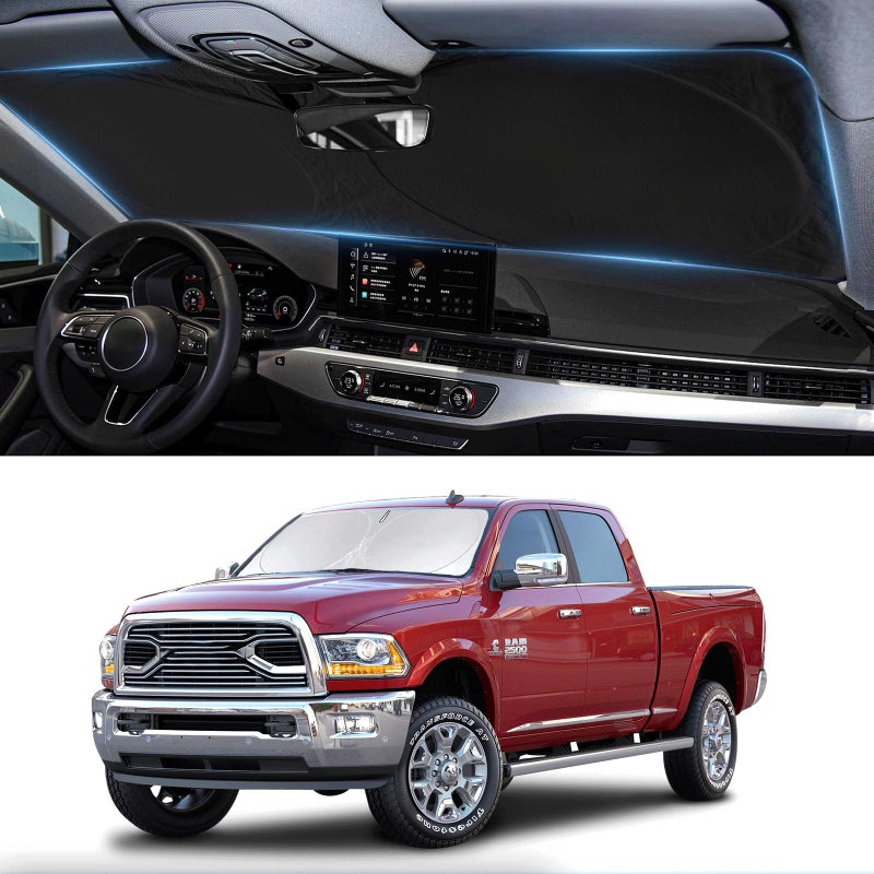 BOODANCARS Sunshade for Ram Sun Shade Fit 20102025 2026 Dodge RAM 2500 3500 Truck Accessories Windshield Cover for Ram 2500350045005500 Sun Visor Fits 2Dr RegularCab 4Dr QuadCab CrewCab MegaCab - Image 2