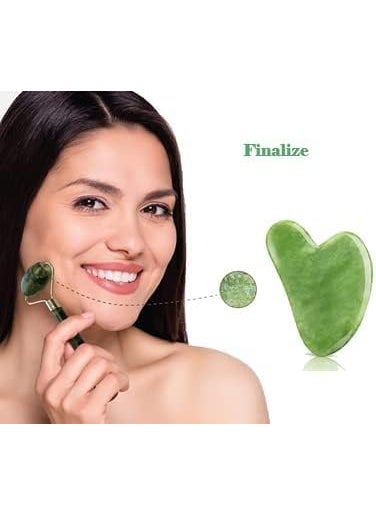 Finalize Finalize Facial Massager Jade Roller Gua Sha Tool 100 Natural Himalayan Stone for Face Neck Healing Skin Wrinkles Face Eye Neck Foot Manual Massage For Women STONE 3D NEW BLUE  - Image 2