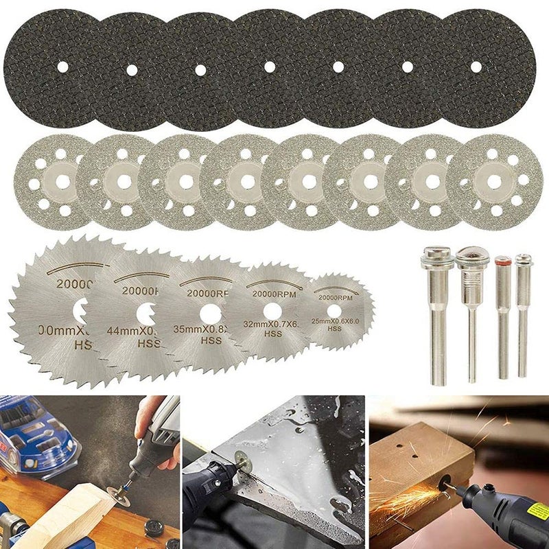 DIY Crafts CTDIYHI33188 Mini HSS Blade Circular Saw Blade Set Resin CutOff Wheels Diamond Cutting Discs Rotary Tool Accessories - Image 1