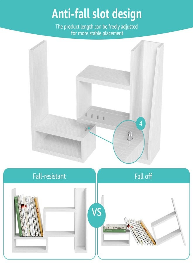 NUTIKAS Desktop File Organizer Desk Organizer Shelf - White Office Organization Shelves for Top of Desk Organizers and Accessories Corner Bookshelf Table Top Shelving Small Hutch Decorations for Women Office - Image 5