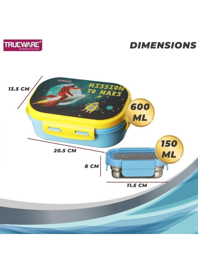 Trueware KOKO Junior Steel Lee Pu Insulated Hot Lunch Box 600ML Big Container and 150 ML Veggie Container | BPA Free | Food Grade | Keep Food hot,with spoon - Image 4