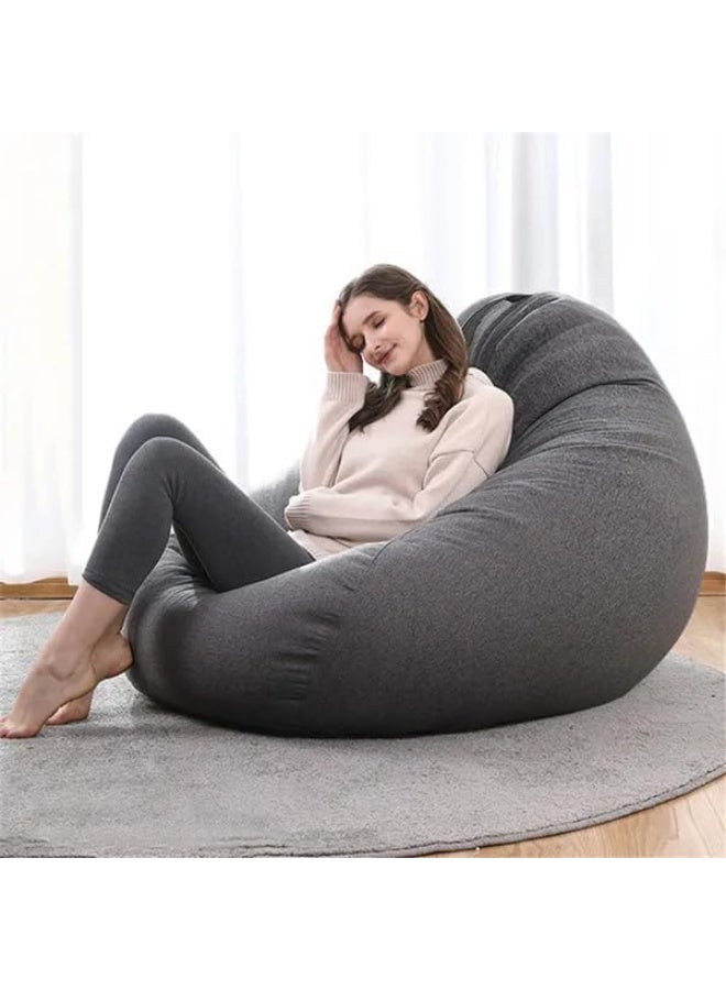 Harmony Home Classic Bean Bag Chair | Round Linen Fabric Bean Bag with Polystyrene Beads | Soft, Durable & Lightweight Seating for Home, Lounge, Bedroom & Living Room (XL Size, Grey) - Image 1