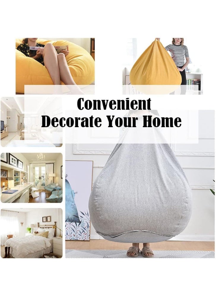 Harmony Home Classic Bean Bag Chair | Round Linen Fabric Bean Bag with Polystyrene Beads | Soft, Durable & Lightweight Seating for Home, Lounge, Bedroom & Living Room (XL Size, Grey) - Image 5