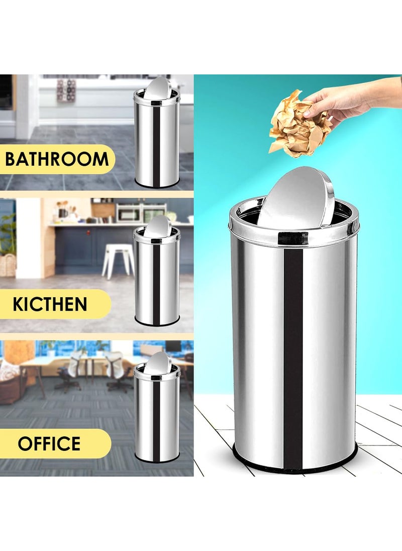 mofna MOFNA Stainless Steel Swing Dust Bin 30 Liter and 50 Liter Set of 2 Garbage Bin with Removable Lead Round Shape  - Image 4