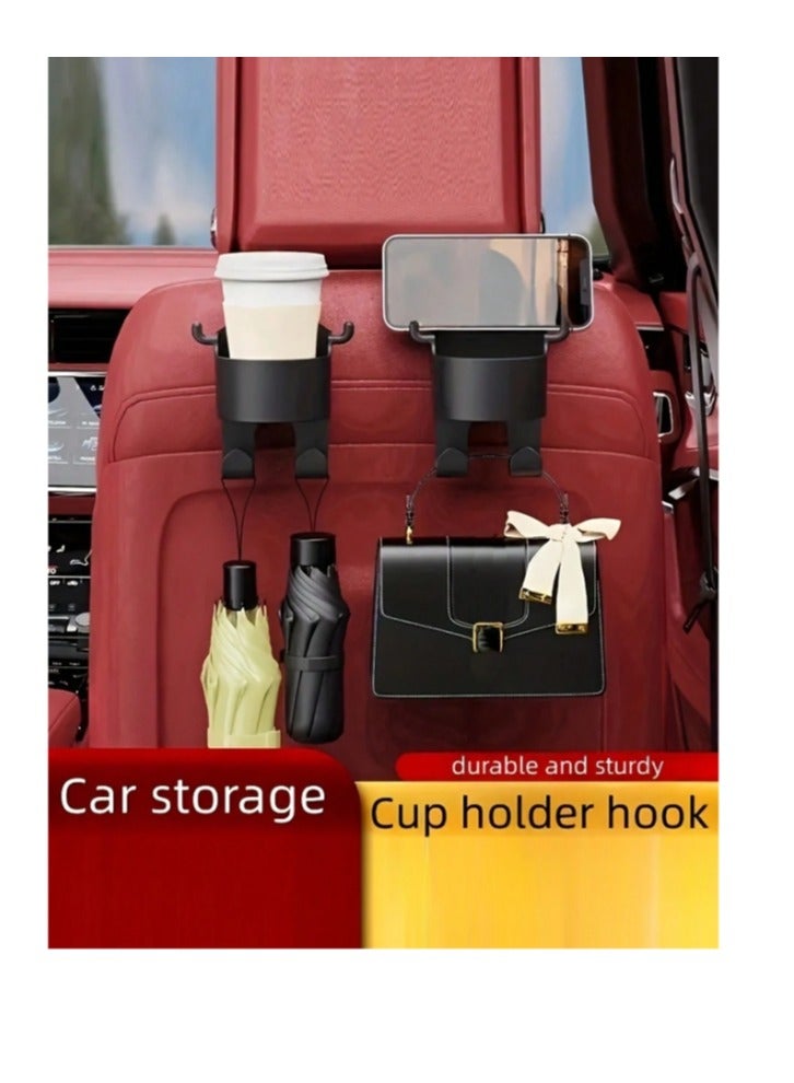 Car Cup Holder 2PCS Multifunctional Plastic Vehicle Seat Back Drink Bottle Holder, Universal Hanging Waterproof Auto Headrest Cup Organizer