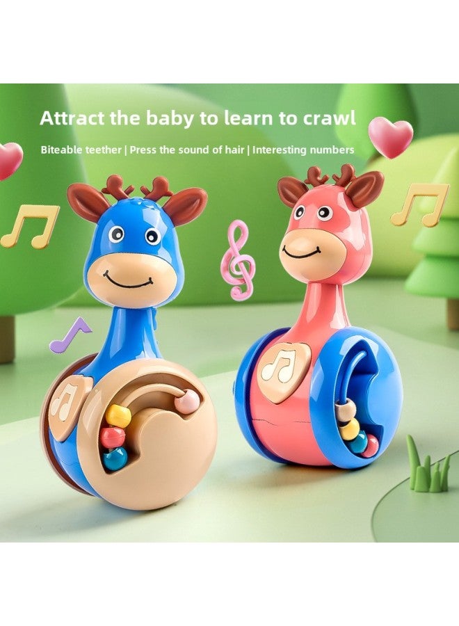 Sliding Deer Tumbler Baby 3-6-12 Months Baby Soothing Early Education Educational Toys For Children Aged 0-1-3-Color:Blue Deer Sliding Tumbler ]  - Image 4