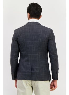 SELECTED Men Slim Fit Plaid Semi-Formal Blazer, Grey  - Image 2
