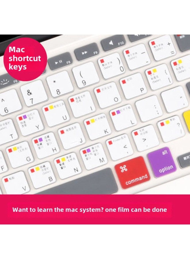 Suitable For Apple Function Key Protection Film PS Shortcut Key MAC Key OS Silicone Air/pro Computer Keyboard Film-Color:US Chinese MAC Shortcut Blue-Dimensions:Arrivalpro 14inch /Arrivalpro 16inch