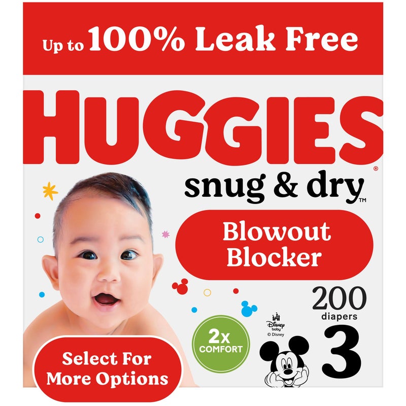 Huggies Size 3 Diapers, Snug & Dry Baby Diapers, Size 3 (16-28 lbs), 200 Count (4 Packs of 50), Packaging May Vary - Image 1