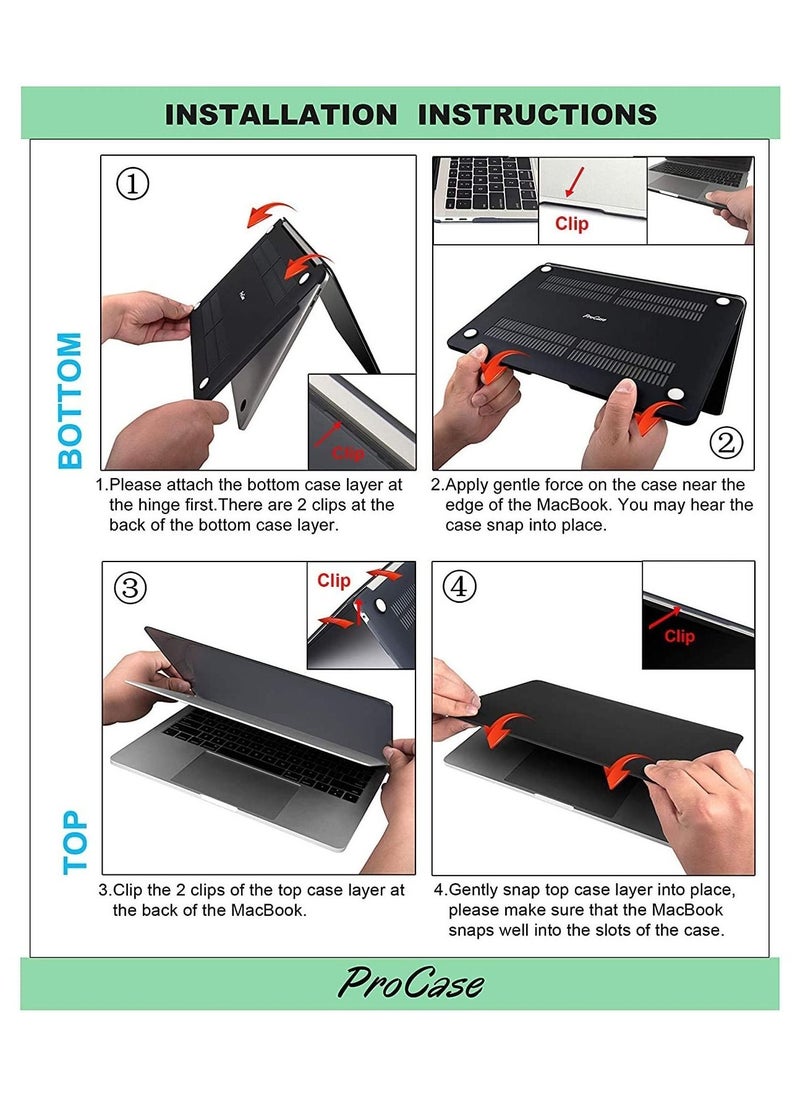 Procases - Hard Shell Case for MacBook Pro 13 inch 2022 2020 2019 2018 2017 2016 Release A2338 M1 A2289 A2251 A2159 A1989 A1706 A1708, Cover for MacBook Pro 13 inch with/Without Touch Bar -Black - Image 1