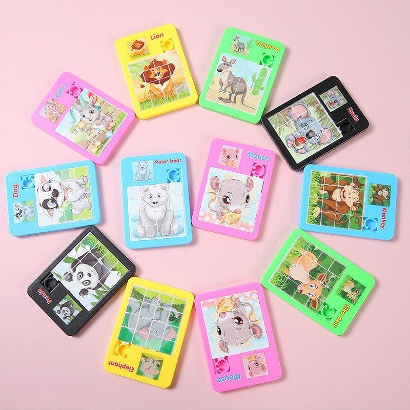 Cartoon Animal Sliding Puzzle Huarong Road 16 Grid Maze Educational Small Toy Children'S School Kindergarten Gift - Image 1
