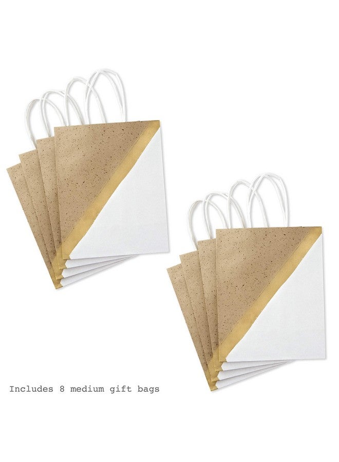هولمارك أكياس هدايا ورقية متوسطة الحجم من هولمارك، مقاس 9 بوصات (عبوة من 8 قطع - بيضاء وكرافت) لعيد الفصح، وأعياد الميلاد، وعيد الأم، وحفلات الزفاف، والتخرج، وحفلات استقبال المواليد الجدد، وحفلات الزفاف، وحزم الرعاية، والمزيد - Image 4