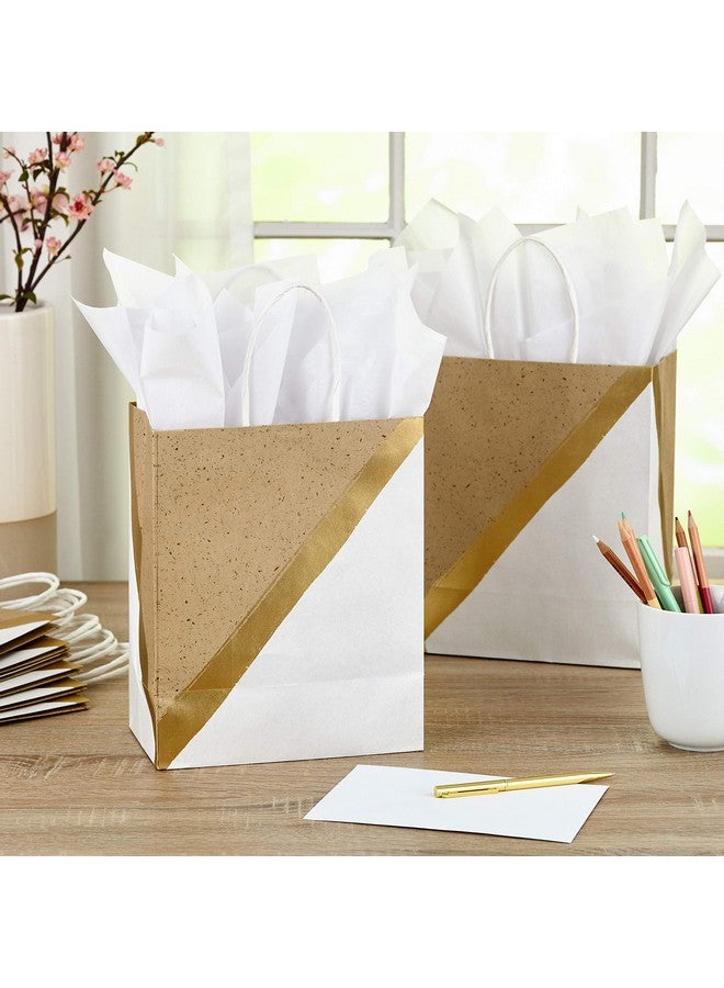 هولمارك أكياس هدايا ورقية متوسطة الحجم من هولمارك، مقاس 9 بوصات (عبوة من 8 قطع - بيضاء وكرافت) لعيد الفصح، وأعياد الميلاد، وعيد الأم، وحفلات الزفاف، والتخرج، وحفلات استقبال المواليد الجدد، وحفلات الزفاف، وحزم الرعاية، والمزيد - Image 1