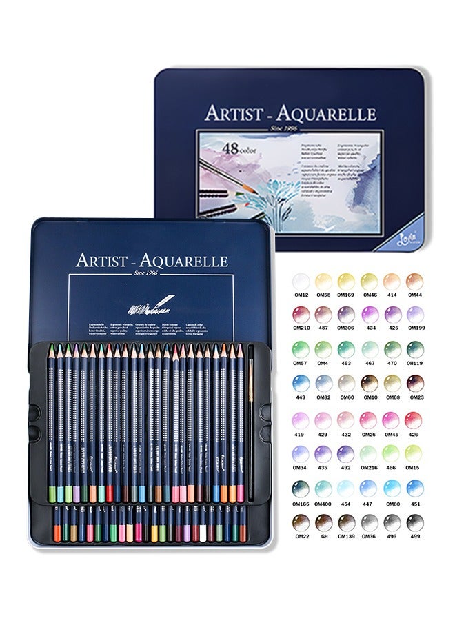 Generic 48-Color Coloured Pencils, Non-Toxic Watercolor Pencils, Wet and Dry, Easy to Master a Variety of Painting Styles  - Image 1