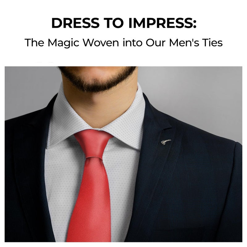 Man of Men Solid Red Color Ties for Men, Mens Ties, Adjustable Mens Tie, Necktie for Business and Wedding - Image 2