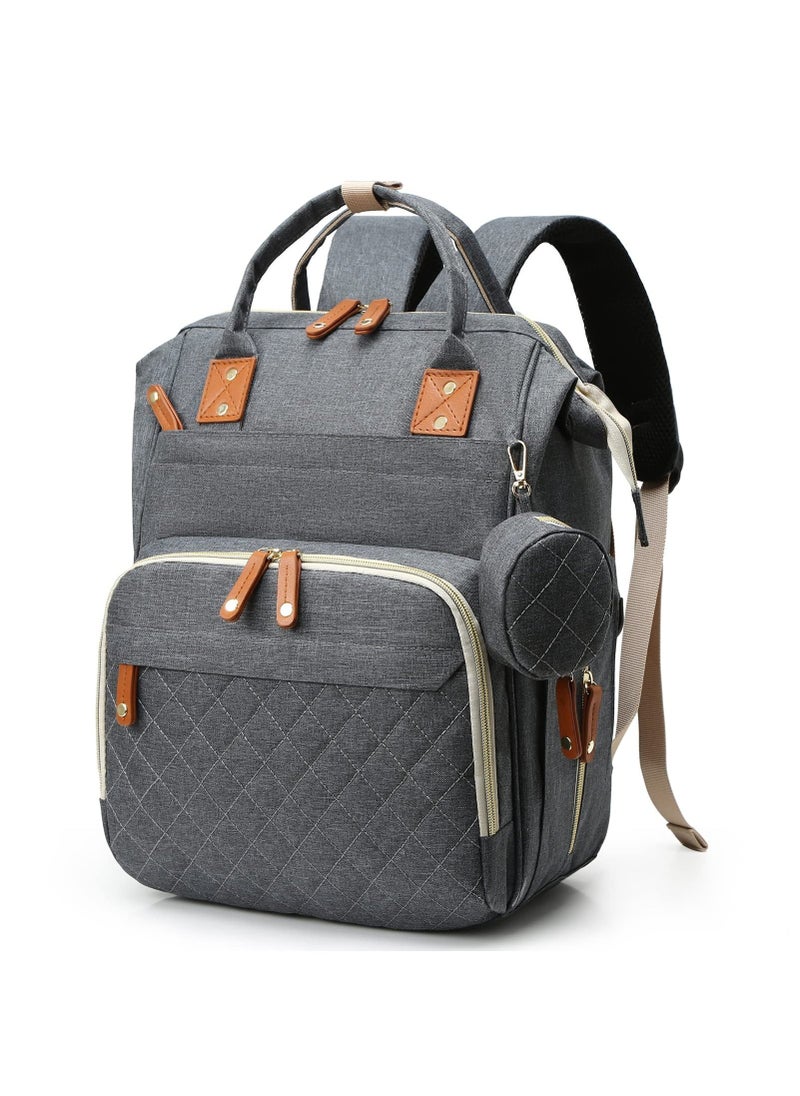 Y&D SYOSI Baby Changing Backpack, Diaper Bag Large Nappy Bags with Bottle Design and Stroller Strap, Essentials Travel Bag, Multifunction for Moms Dads (Gray)  - Image 1