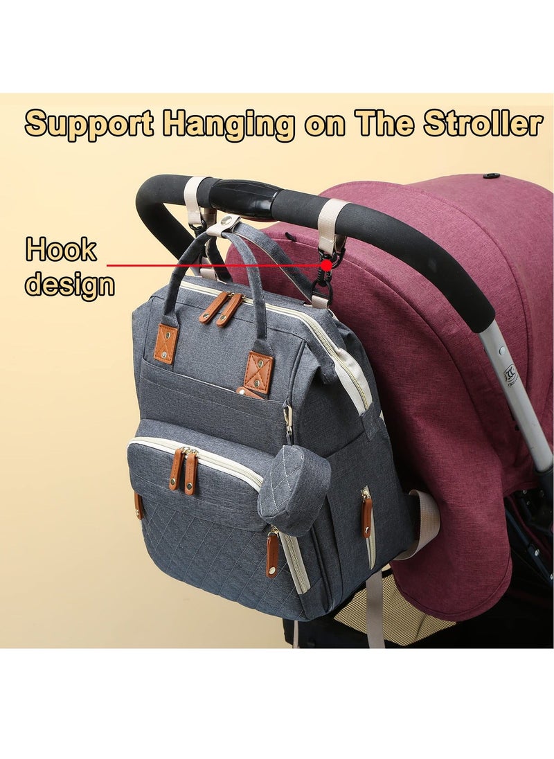 Y&D SYOSI Baby Changing Backpack, Diaper Bag Large Nappy Bags with Bottle Design and Stroller Strap, Essentials Travel Bag, Multifunction for Moms Dads (Gray)  - Image 3