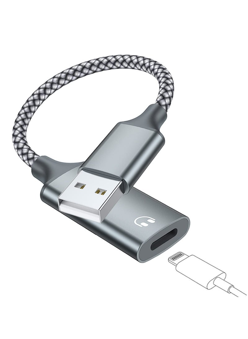 USB A to Lightning Audio Adapter Cable USB 3.0 Male to Lightning Female HiFi Audio Headphones Converter Fit MacBook Computer PC Headphone, Earbuds Mic Nylon Braided - Image 1