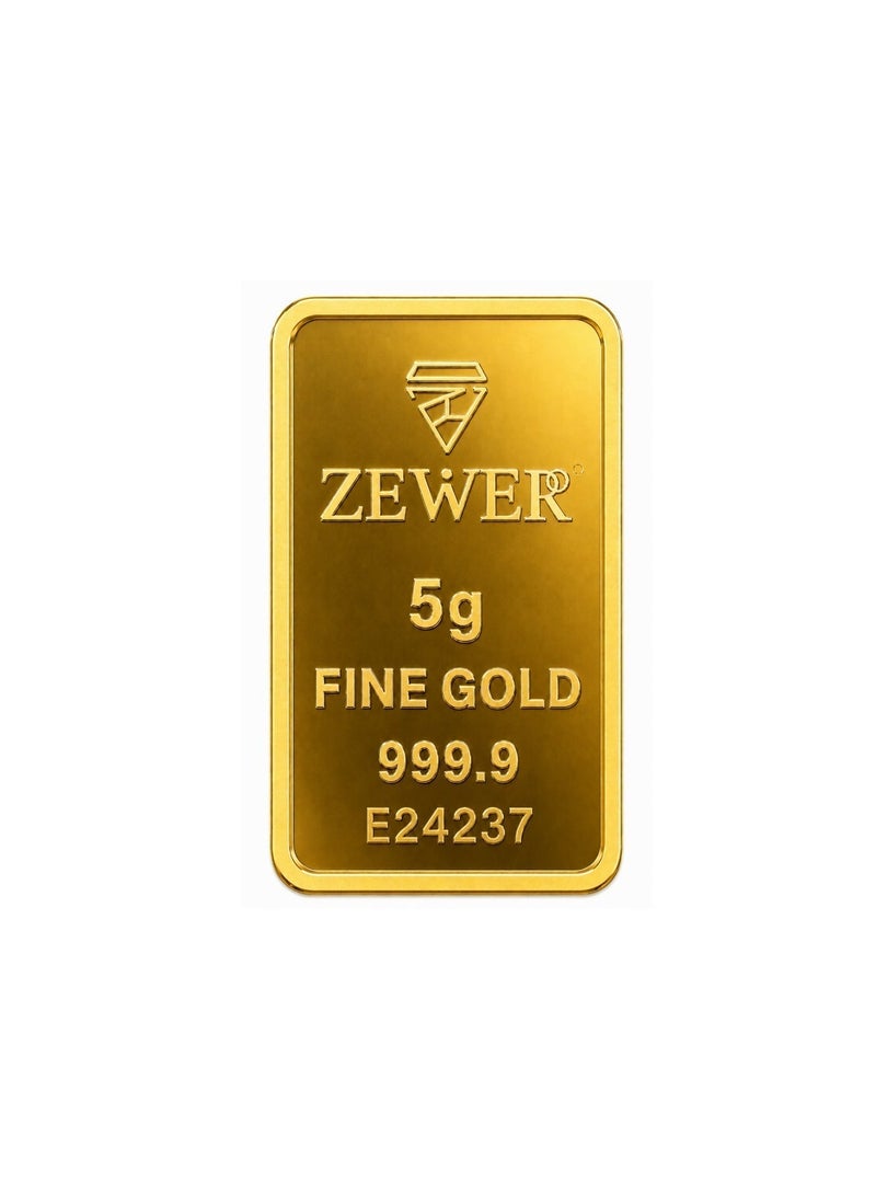 Zewer 5g 24K 999.9 Fine Gold Bar with Burj Khalifa Design - Image 4