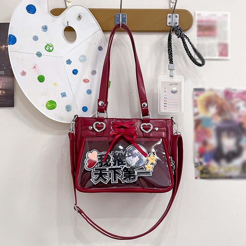 KeAiDMon Versatile Large Capacity Women's Shoulder Bag Anime Silk Ribbon Pin Display Bag - Image 2