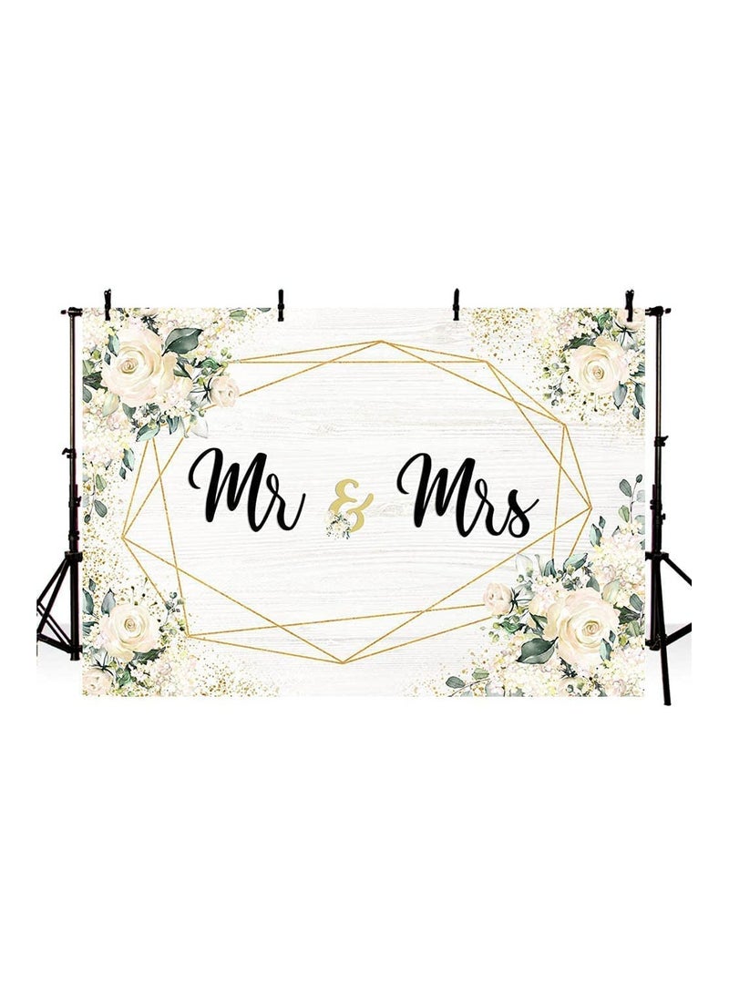 UP TO DATE White Floral Bride and Groom Backdrop for Party Decorations Photography Wedding Engagement Photography Backdrop - Image 2