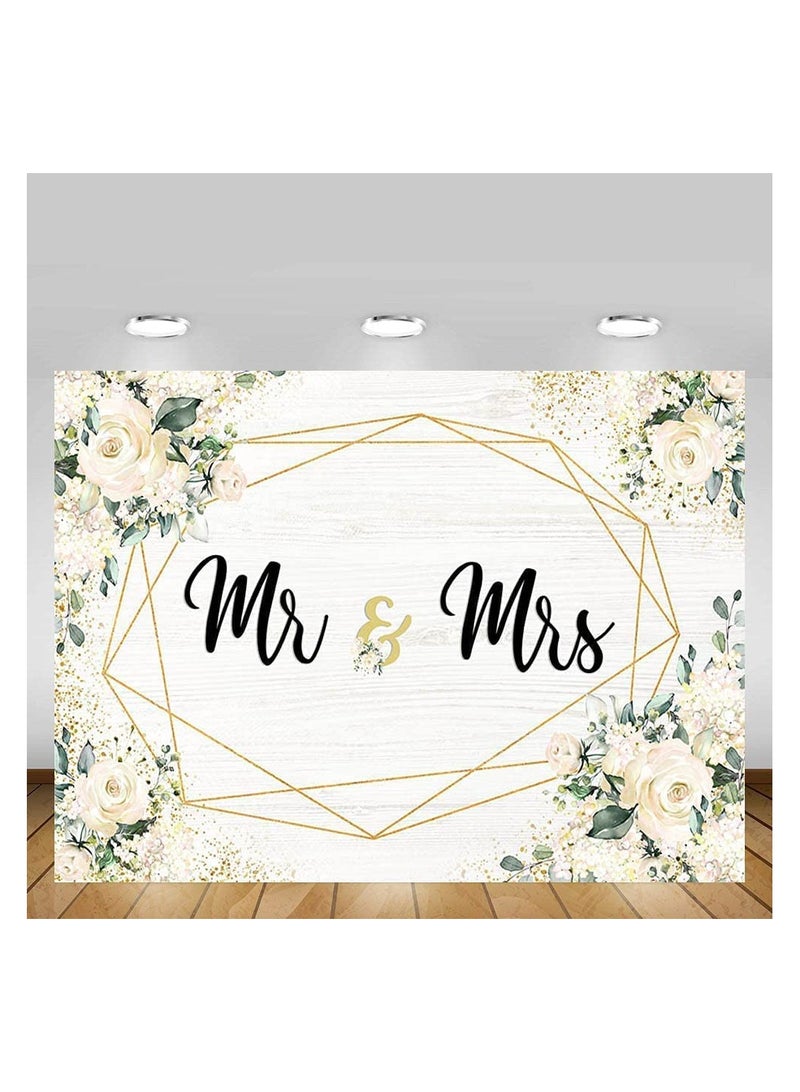 UP TO DATE White Floral Bride and Groom Backdrop for Party Decorations Photography Wedding Engagement Photography Backdrop - Image 3