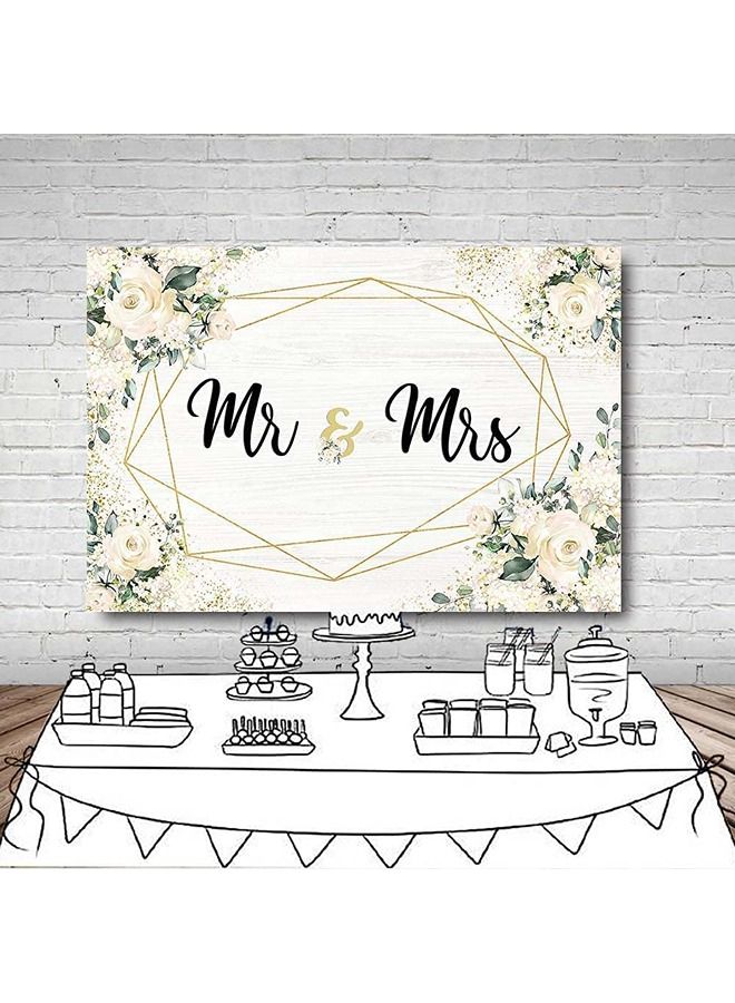 UP TO DATE White Floral Bride and Groom Backdrop for Party Decorations Photography Wedding Engagement Photography Backdrop - Image 1