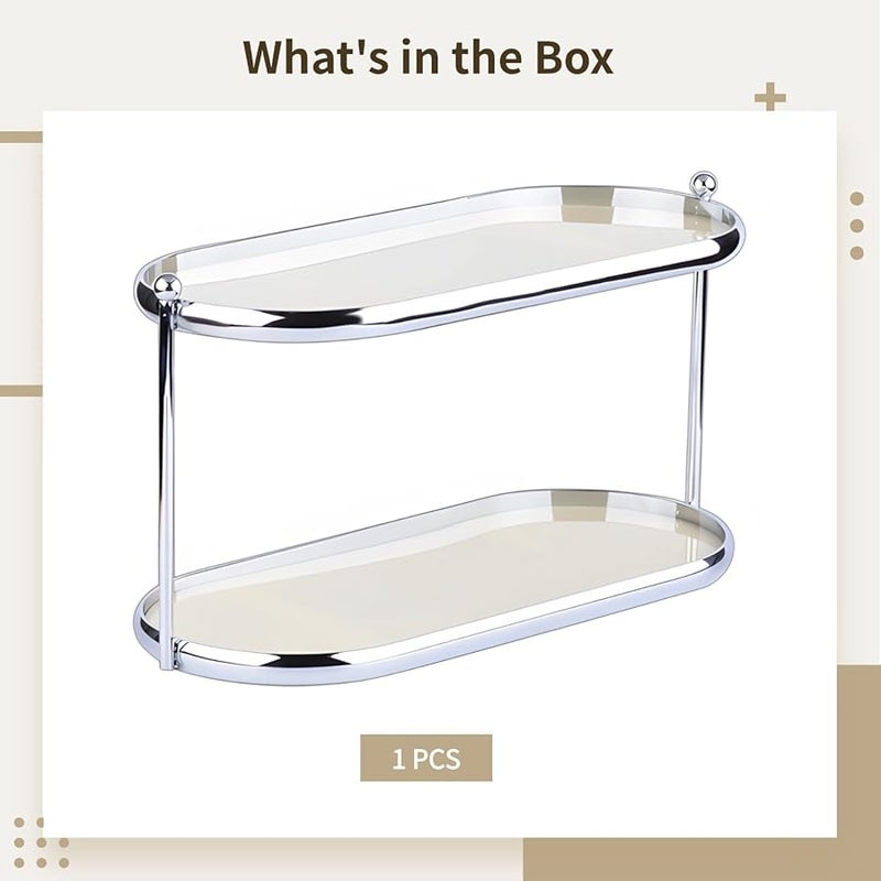 منظم عطور أكريليك من طبقتين مع إطار معدني وصينية زينة للدريسر - Image 4