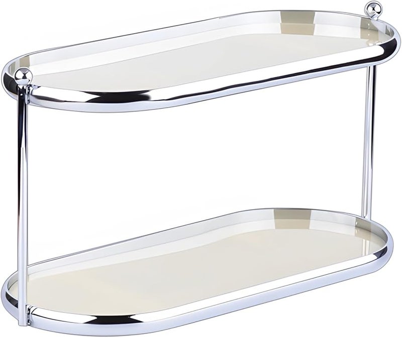 منظم عطور أكريليك من طبقتين مع إطار معدني وصينية زينة للدريسر - Image 1