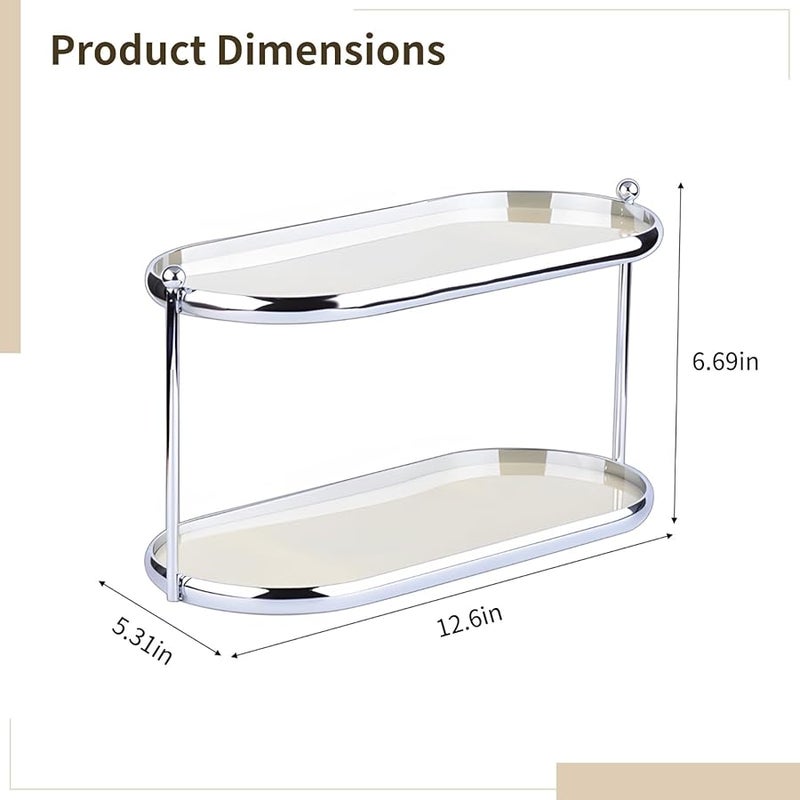 منظم عطور أكريليك من طبقتين مع إطار معدني وصينية زينة للدريسر - Image 3