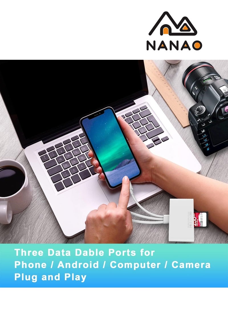 NANAO - 5-in-1 Memory Card Reader, USB OTG Adapter & SD Card Reader for iPhone/iPad, USB C and USB A Devices with Micro SD & SD Card Slots, OTG Adapter for SD/Micro SD/SDHC/SDXC/MMC - Image 1