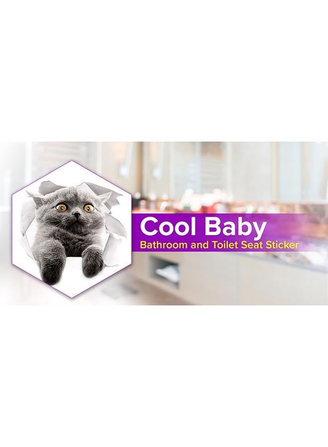 NIBEMINENT 15D Kitten Broken Bathroom and Toilet Seat Sticker Brown/White/Black 23 x 25cm - Image 2