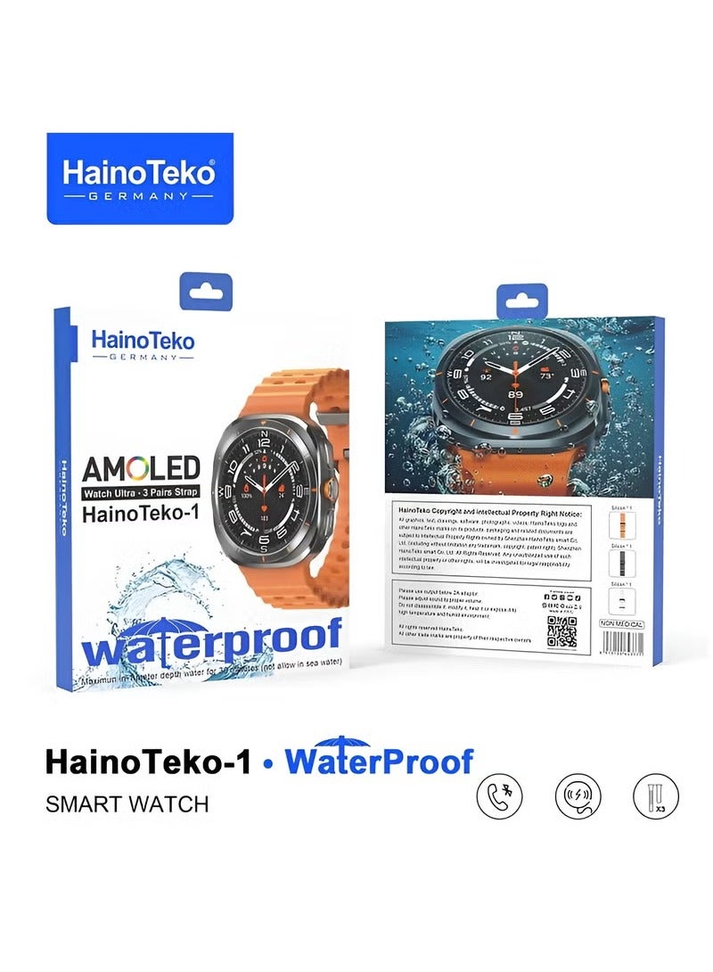 ilicone Bands Supports Calls AMOLED Screen Battery Life 1-3 DaysHainoTeko-1 Smart Watch Waterproof with 3 S