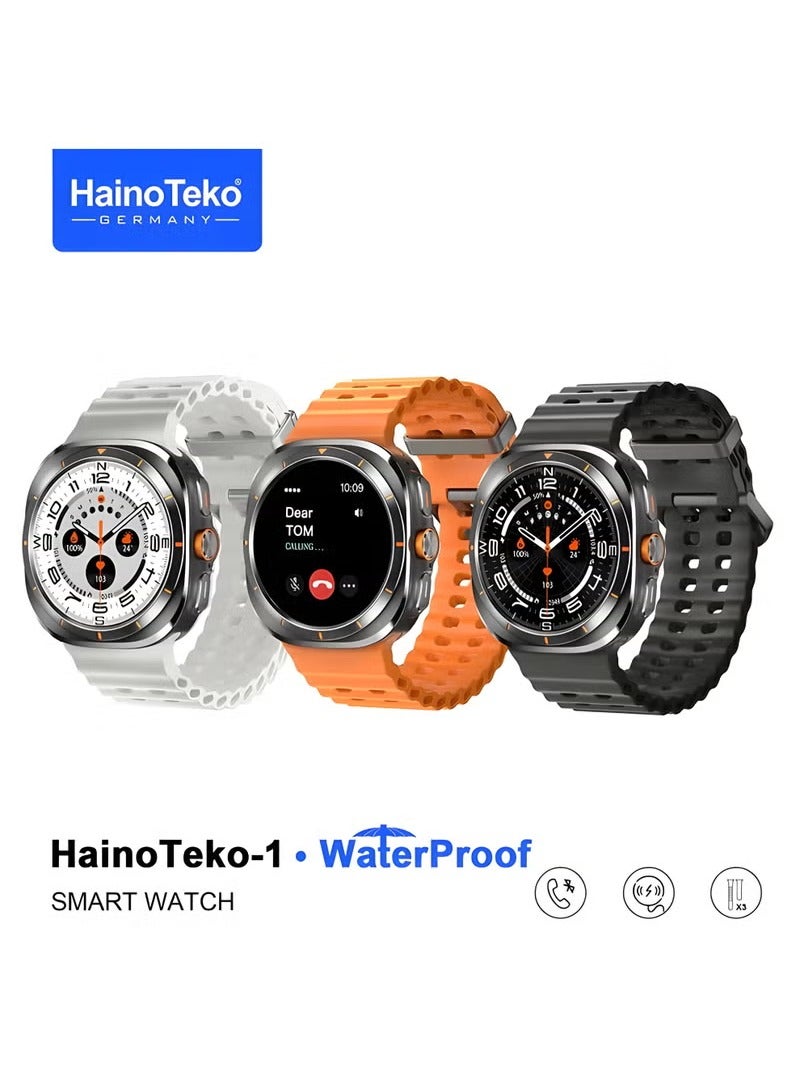 ilicone Bands Supports Calls AMOLED Screen Battery Life 1-3 DaysHainoTeko-1 Smart Watch Waterproof with 3 S