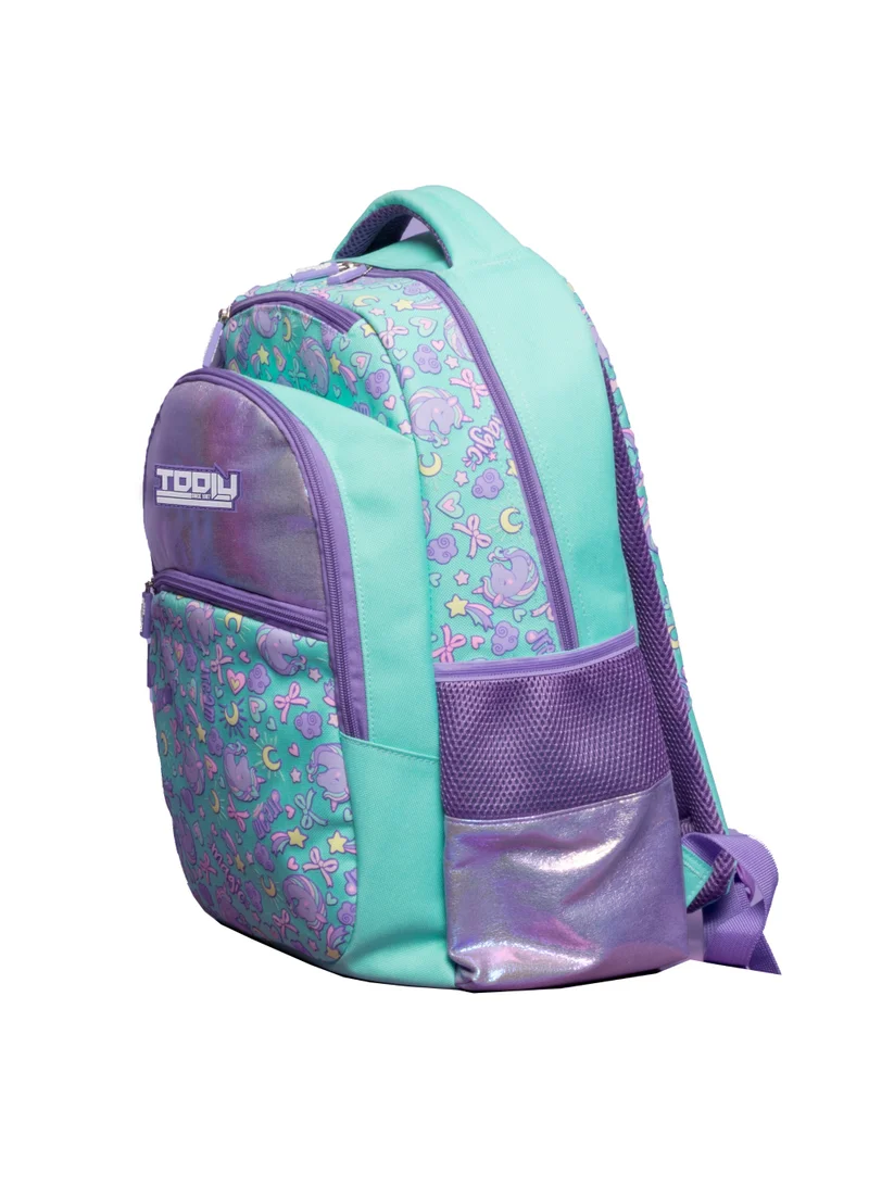 TOOLY Kids' Backpack, Casual Backpack, School Bag, Fashion Backpack Metallic Lilac and Mint Green, Magic Pattern, 42 cm